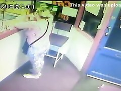 Blonde woman pisses right in front of big slut sl receptionists desk