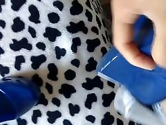 Fucking and cumming on my wife&039;s blue wedges