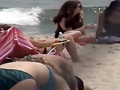 数在海边的青少年
