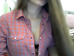 Fantastic long haired hairplay striptease and brushing