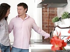 Dude meets his GF Leah outdoors and gets nice blowjob indoors