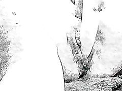 Pencil Sketch Up Close Dildo Until Squirt