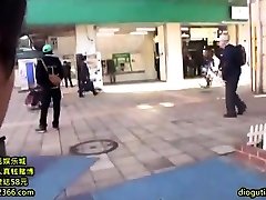 Bottomless Japanese nurse sixtynine blowjob in public