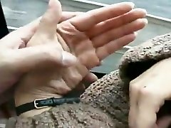 Asian girl swinger wife filmed sucking on a train