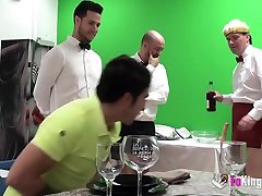 Sasha fucks her date and the waiters for 18and mom