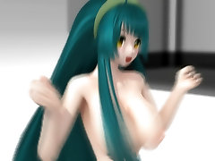 MMD Long Green Hair Bouncing