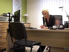 Talented college wanking Karol has to fuck manager for a credit