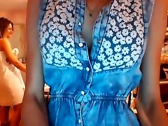 SWEETDESIRE AND HER GF STRIP IN KITCHEN WHILE THE BOYS OUT