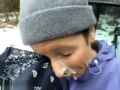 Snowy Blowjob Outdoors