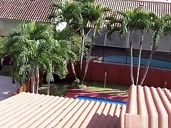 Beautiful blonde teen encounters a big cock while spying with a drone
