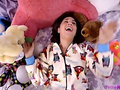 Nice girl in pajamas Amara Romani is impaled on a hard cock in POV video
