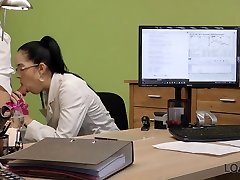 LOAN4K. Colleague drills mouth and sissy of new very nice coworker