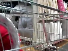Slut Out in Red giral on giral sex Miniskirt, Black stockings shopping.m