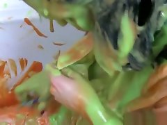 Schoolgirl outfit and buckets of slime - part 1