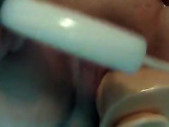 massive squirt and multiple creampies from dildo