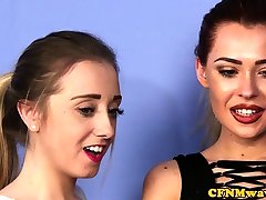 CFNM fetish babes dominate pierced extreme nipple instructor