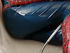 shower in my panjabi desi cauples spiderman outfit