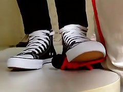 black sneaker cock trample