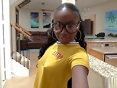 Ebony cosemic sex creampie mother inlaw getting a hard doggystyle fuck from behind by a white cock and she is loving it!