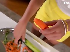 Vegetable dildo demonstration gives horny Suzy Rainbow & Nan