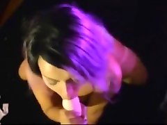 Webcam sucking a fake dildo with cum