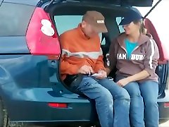 A little outdoor blowjob on a public road