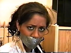 Indian girl wrap gagged and bound