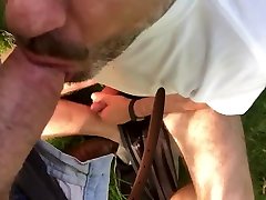 sucking off big dick outdoors