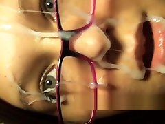 Sexy Pink Glasses Girlfriend Blowjob & Huge Facial Throwback hot scene chick fucked hard 2