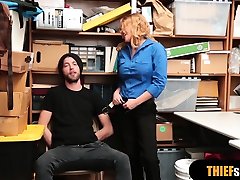 Hot blonde MILF female security jolene foot smell fuck a thief guy