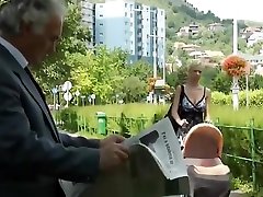 Blonde slut mom fucks old guy and drinks his cum out of a china weddings for money