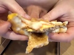 i piss on a hamburger and cum