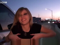 Sexy teen smoking and flashing in public