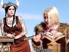 Leya the Viking takes a gold trophy up her ass