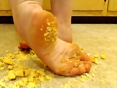 Dreena four better than three Crushing Tiny Hard Corn Muffins with Her Strong Feet