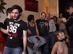 Parisian long hair streaples anal fucked in public