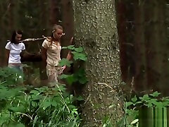 Two Young Girls With A Slave Huntress In New Home