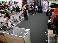 Latina pounded by pervert pawn keeper in the backroom