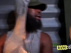 Black young stepbro happy stimulates the officers asshole