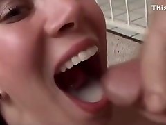 Big Tits MILF bare bottom spanking an Strips and Sucks 3 Cocks