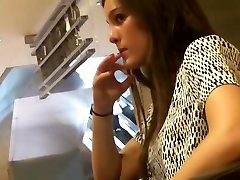 New girl Gina from marketing waits with me for a client