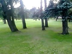 Invisible springboard on the grass and trees