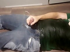 pissing on myself in jeans and tshirt