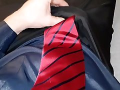 relaxing in shiny nylon pants silk shirt and tie...........