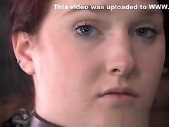 Restrained sub obeying her cruel master