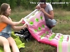 Innocent teen fat blwjob makes love with big cock outdoors
