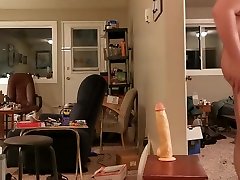Taking a monster dildo in deep in my til i cum