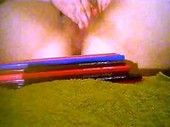 Orgasm from 48 pencils in my cunt