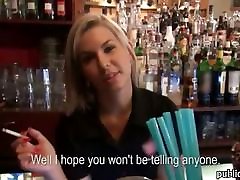 Gorgeous blonde group usa game paid and gets banged in the bar