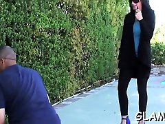 Sub slave gets whipped hard untill arse red by sexy goddess